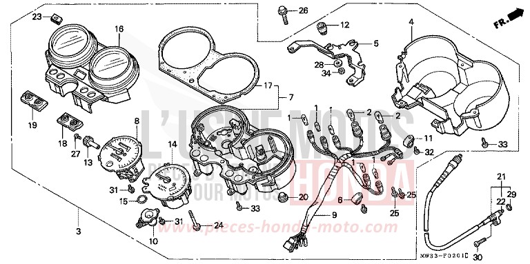 METER (CB750F2) for CB Seven Fifty BLACK (NH1) from 1995